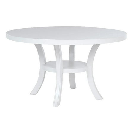 Judd 54-inch Round Dining Wood Table with Shelf Pearl White