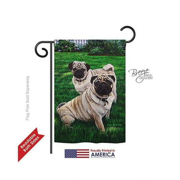 Breeze Decor 60006 Pets Pugs Love 2-Sided Impression Garden Flag - 13 x 18.5 in.
