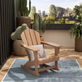 thumbnail image 1 of Westintrends Mecedora para Exteriores Malibu Mecedora Clásica de Madera de Poliéster Resistente a Todo Tipo de Clima, Silla Adirondack de Plástico para Patio y Césped con Soporte de 350 Lb, Teca, 1 of 8