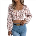 thumbnail image 3 of Top Corto Floral para Mujer, con Escote Cuadrado y Lazo en la Espalda, Sin Espalda. XL, 3 of 9