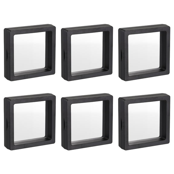 Floating Thin Film Display Box, ABS Frame Case 7cm x 7cm x 2cm Black Pack of 10