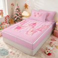 thumbnail image 3 of Manfei Christmas Zipper Queen Comforter Set with Fitted Sheet and 2 Pillowcases Ornament Zipper Bedding Set, Pink D, Pink Reversible, 3 of 7