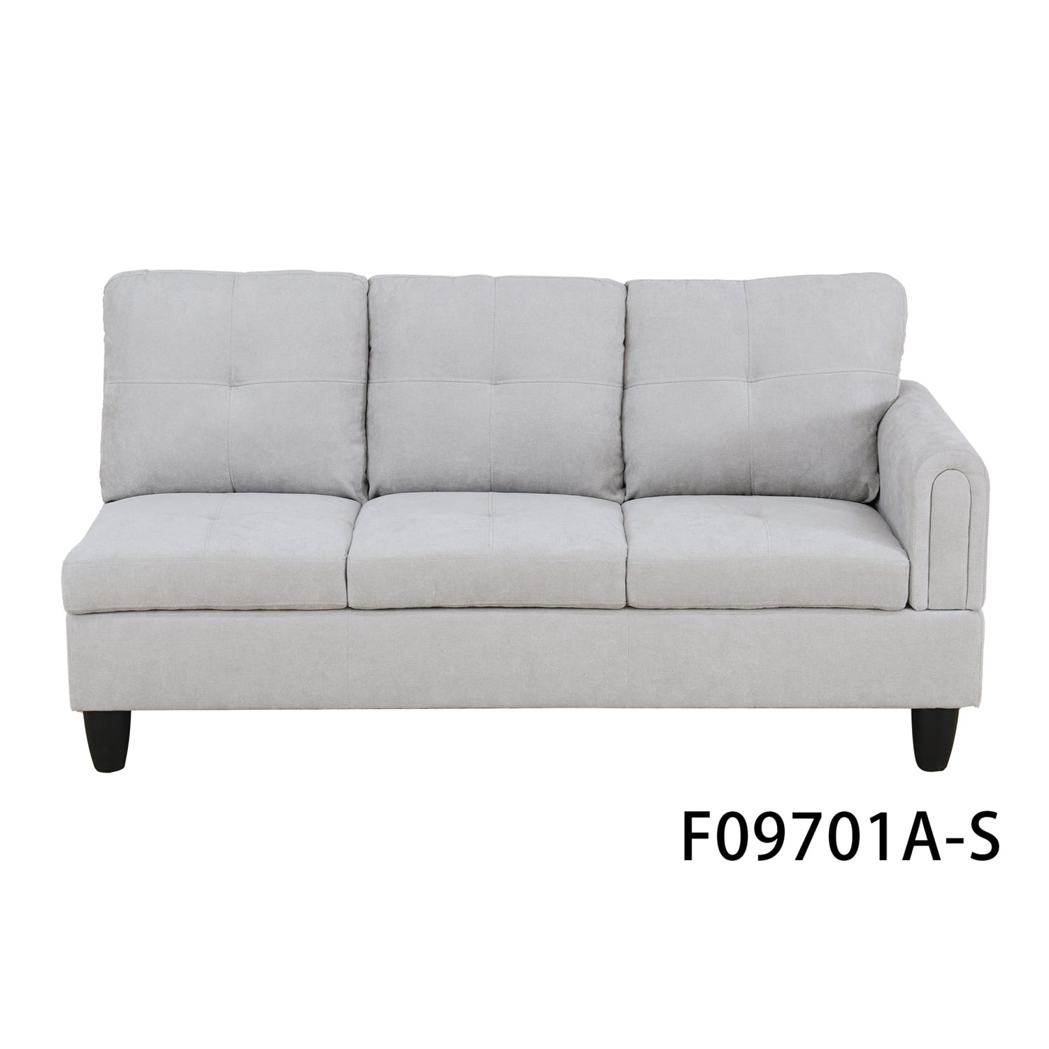 Hommoo Flannel Sectional Couch Sofa Set, Modern L Shaped Couch Living Room Furniture Sets, Grey White(No Ottoman)