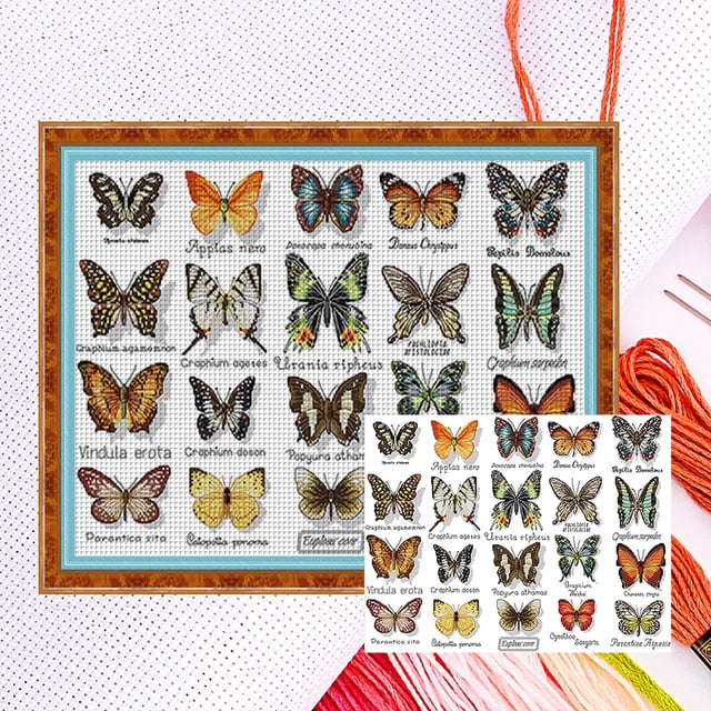 Hilo Algodón Ecológico Bordado Parcial Punto Cruz Mariposa 14 Quilates 56x44cm