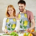thumbnail image 5 of Yellow Lemon Fruit Tiles Blue Pattern Apron-Garden Aprons for Women with Pockets-Cotton Linen Waterproof Kitchen Cooking Gardening Aprons Adjustable for Kitchen,Cooking,BBQ and Salon 33x27 Inch, 5 of 7
