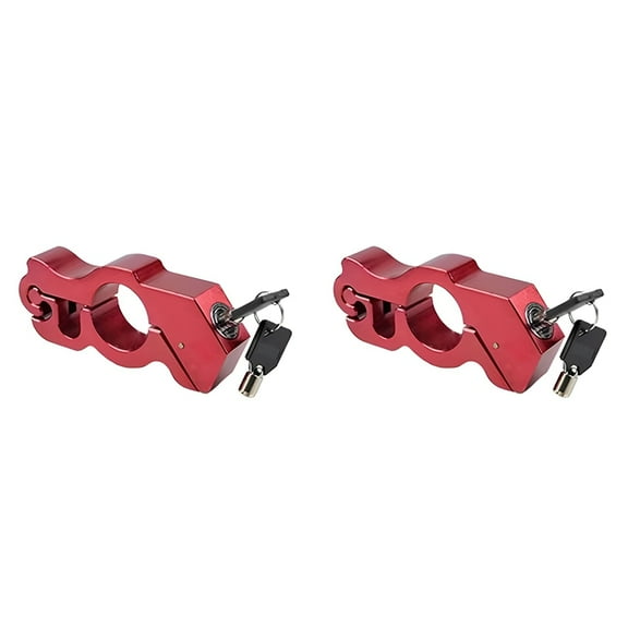 2X Motorcycle Lock, Handlebar Lock with 4 Keys, Anti Theft Brake for Bike ATV Scooter - Red