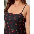 thumbnail image 4 of Multicolor Cherry Print Plus Size Adjustable Strap Dress, Slim Fit With Flattering Waist, A-Line Sundress For Spring Summer, 4 of 8
