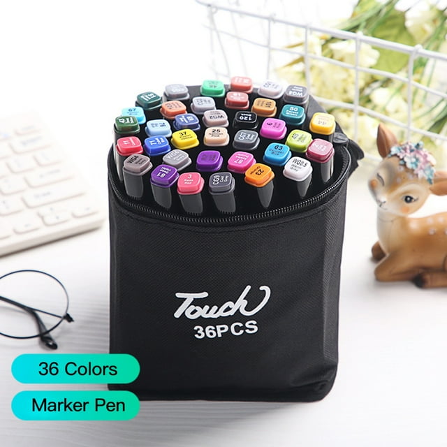 36 Colors Art Markers Set Double Tip Broad Fine Point Marker Pen with Carrying Bag