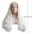 thumbnail image 2 of Unique Bargains Lace Front Wigs for Women 24" White Long Fluffy Curly Wavy with Wig Cap, 2 of 6