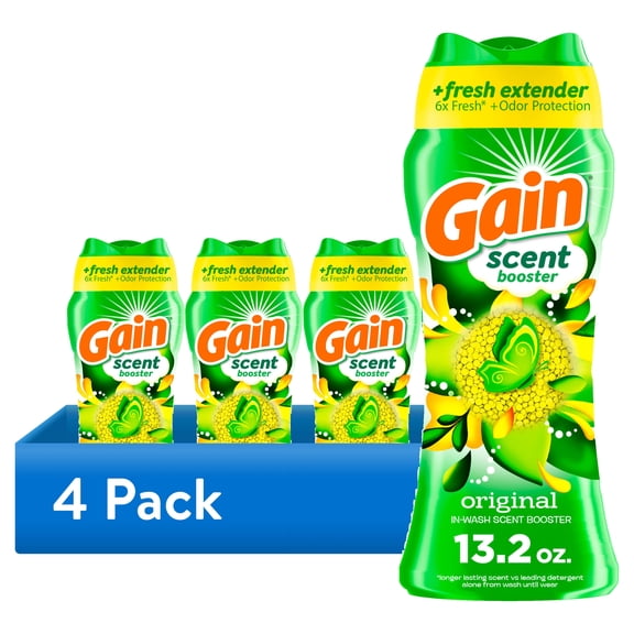 (4 pack) Gain Laundry Scent Beads, Fireworks In-Wash Scent Booster, Original Scent, 13.2oz