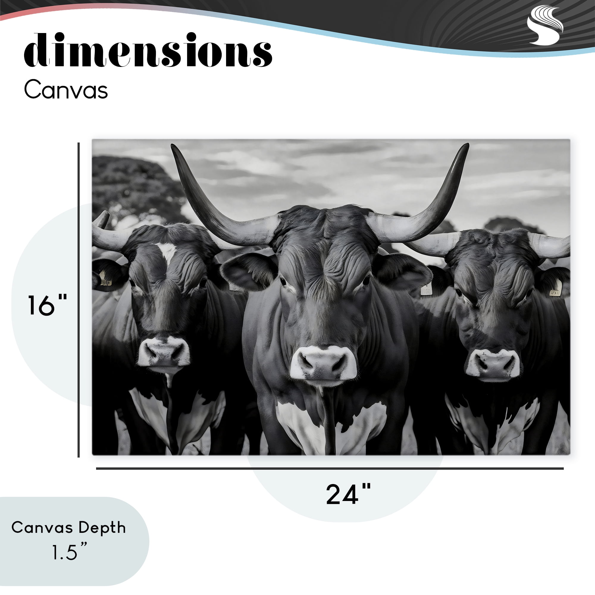 Stupell Industries Three Longhorns in a Row Canvas Wall Art, design by Creative Studio