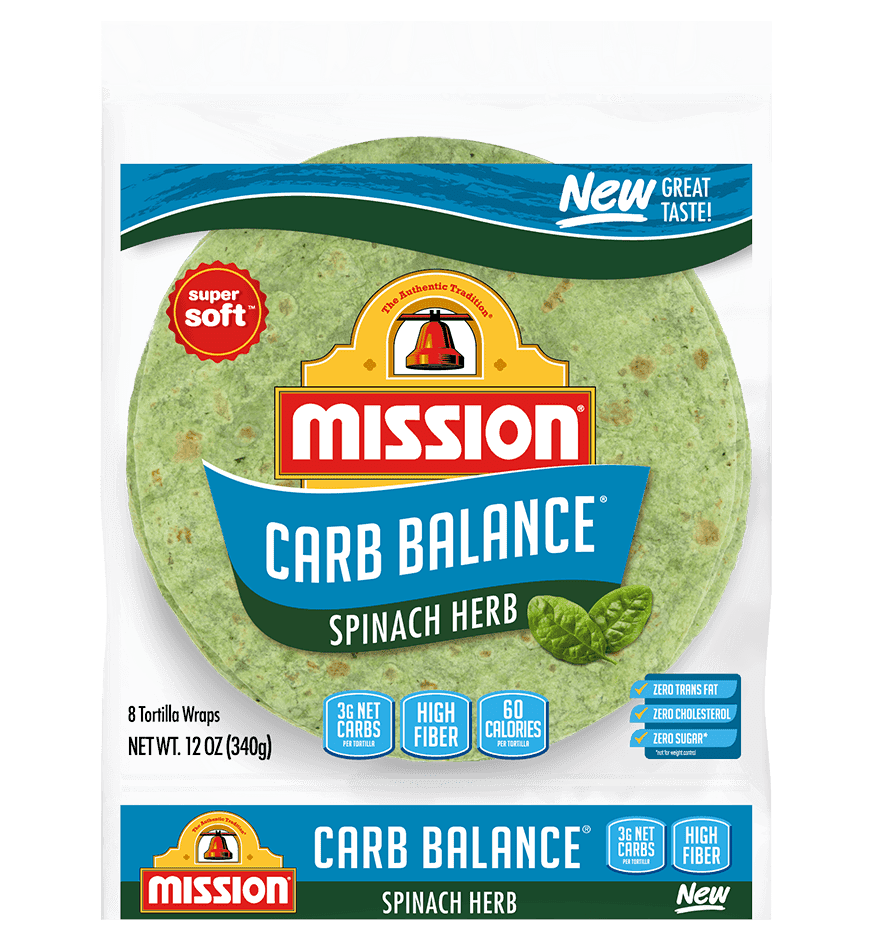 Mission Carb Balance 8' Spinach Herb Tortilla Wraps Low Carb, Keto Friendly 8 Count
