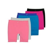 GILBIN'S Girls Above Knee Seamless Solid Colors Nylon Bike Shorts for Sports Or Under Skirts, 6 Pack (Small)