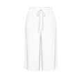 thumbnail image 4 of yillto Plus Size Women Capris Pant Wide Leg Loose Cropped Pants High Waist Drawstring Capri Trousers, 4 of 7