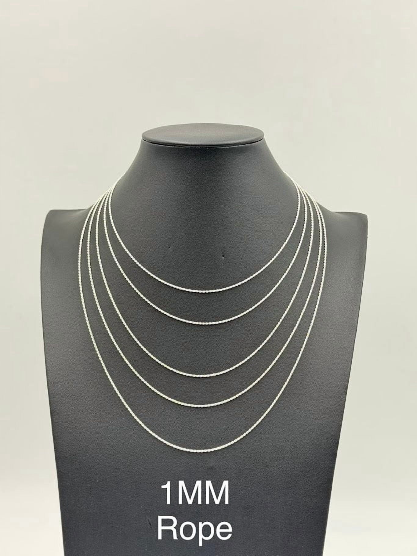 Sterling Silver Sparkle Rock Chain Necklace 2.3mm Diamond cut 