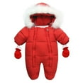 thumbnail image 4 of GYRATEDREAM Baby Winter Snowsuit Warm Hooded Puffy Coat Jacket Footed Romper Infant Jumpsuit with Gloves for Boy Girl 6-24M, 4 of 9