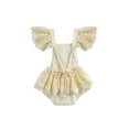 thumbnail image 3 of ITFABS Girl Crochet Lace Romper, Loose Fly Sleeve Square Collar Tie-up Playsuit, 3 of 9