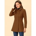 thumbnail image 3 of Abrigo Largo de Invierno Allegra K Cuello Peter Pan Doble Botonadura para Mujer Marrón Oscuro XS, 3 of 7