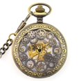 thumbnail image 4 of reloj de bolsillo retro con cubierta de esqueleto, mecánico, de cuerda manual, analógico-digital, de aleación, color bronce elegante, 4 of 5