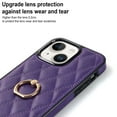 thumbnail image 5 of ELEHOLD for iPhone 13 Mini 5.4 inch 2021 Case, Luxury Rhomboid Quilted PU Leather Soft TPU Bumper 360 Degee Rotatable Metal Finger Ring Holder Kickstand Shockproof Case for iPhone 13 Mini, Purple, 5 of 8
