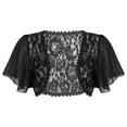 thumbnail image 4 of Alvivi Women's Lace Crochet Cardigan Ruffle Chiffon Short Sleeves Open Front Casual Bolero Shrugs Black X-Large, 4 of 7