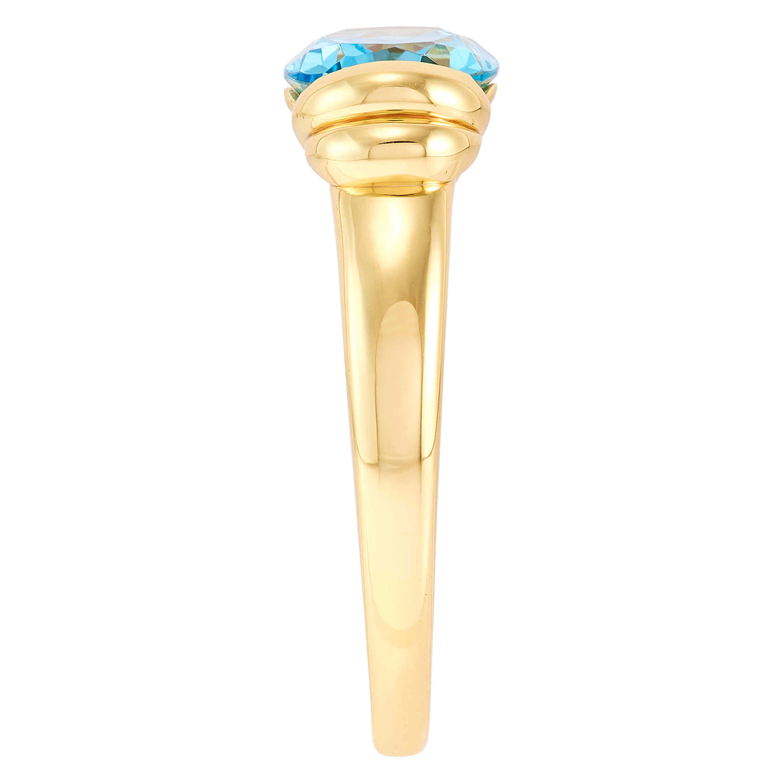 Brilliance Fine Jewelry Oval Blue Topaz Ring in Sterling Silver and 14KT Gold Plate