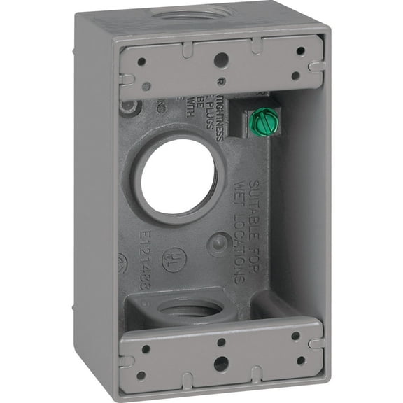 Southwire Single Gang 3/4 In. 3-Hole Gray Weatherproof Junction Box WB1375-UPC