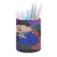 thumbnail image 1 of El Gordo y el Flaco-theme Cylinder Pen Holder Pencil Organizer with Flannel Lining PVC Leather Material Cardboard Base for study work 10*8CM, 1 of 6