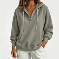 thumbnail image 2 of Teylalorva Womens Outerwear Jackets Classic Oversized Hooded Button Drawstring Pocket Pullover Sweatshirt Fall Winter Gray Size XL, 2 of 6