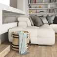 thumbnail image 3 of LR Home Woven Round Jute 19" Storage Basket with Handles, Black Double Stripe, 3 of 8