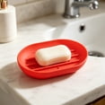 thumbnail image 4 of ZOURIH 2PCS Soap Dish, Bathroom Soap Dishes Soap Holder Soap Tray with Holes to Drain Water- Oval Shape Soap Dish for Shower Bathroom Kitchen Counter top, Keep Soap Dry - Flexible Silicone,Red, 4 of 6
