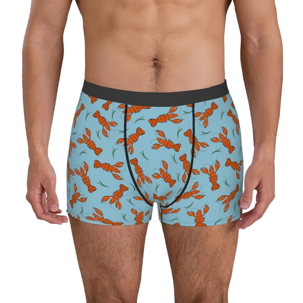 Balery Funny Lobsters Calzoncillos bóxer para hombre, ropa interior de algodón suave y transpirable con cinturilla de nailon-Small