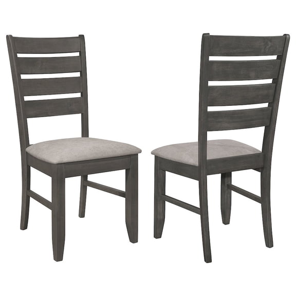 Plethoria Home Grey and Dark Grey Padded Seat Side Chair (Set of 2)