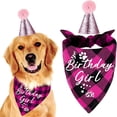 thumbnail image 1 of Pet Birthday Party Set Hat Triangle Scarf Female Dog Festival Decoration Props Cute Pink Set, 1 of 3