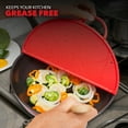 thumbnail image 5 of Splatter Screen Pan Guard Frying Bacon Grease Oil Red Silicone Gaurd Stove Top Cooking Exultimate, 5 of 7