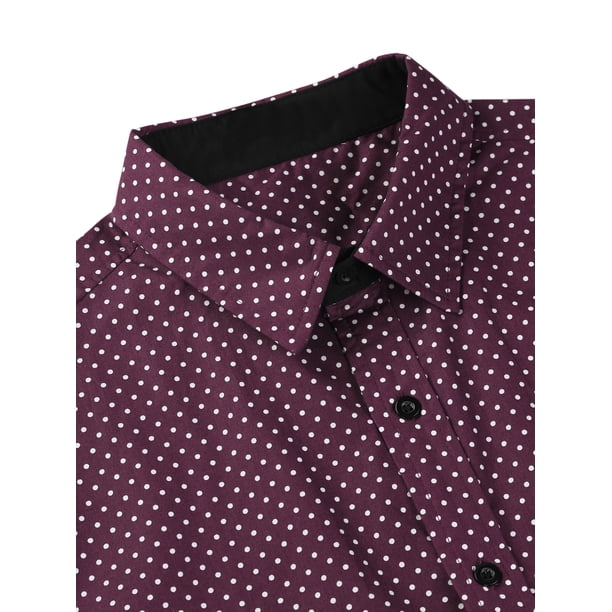 INSPIRE CHIC Men's Shirts Long Sleeves Button Down Polka Dots Cotton Dress  Shirts Burgundy White Black L - Walmart Business Supplies