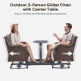thumbnail image 2 of PARKWELL Outdoor Wicker Glider Chairs Set with Center Table, 2 Cushioned Patio Glider Chairs on Sliding Base, Smooth Forward and Back Gliding Motion for Porch, Deck, Backyard, Brown/Beige, 2 of 11
