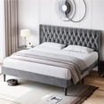 thumbnail image 3 of Upholstered King Bed Frame with Velvet Headboard Wingback Platform Bed Frame King and Deep Button Tufted Headboard/No Box Spring Needed/Easy Assembly, 3 of 6
