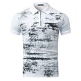 thumbnail image 3 of Outfmvch T-Shirts pour Hommes, Imprimé Éclaboussures d'Encre, Fermeture Éclair, Col Rabattu, Manches Courtes, Hauts pour Femmes, Blanc, 3 of 7