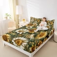 thumbnail image 4 of Manfei Daisy Sunflower Queen Sheet Sets 4 Pieces for Girls, Floral Flower Flat Sheet, Green Leaves Queen Fitted Sheet, Ultra Soft Home Decor, 4 of 7