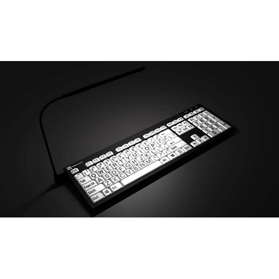 Large Print - Black on White NERO Slimline Keyboard – Windows