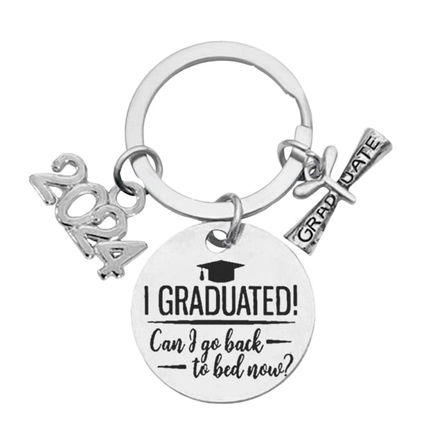 Llavero de acero inoxidable para graduado de 2024, colgante para bolso, regalo de graduación, 3 colores