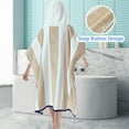 thumbnail image 3 of Hooded Beach Towels for Boys| Girls | Teens (8-16Years), 100% Thick Poncho Towel Robe for Kids, Perfect for Pool, Beach, Bath and Gifts, Grey Cabana Stripe Design, 3 of 4