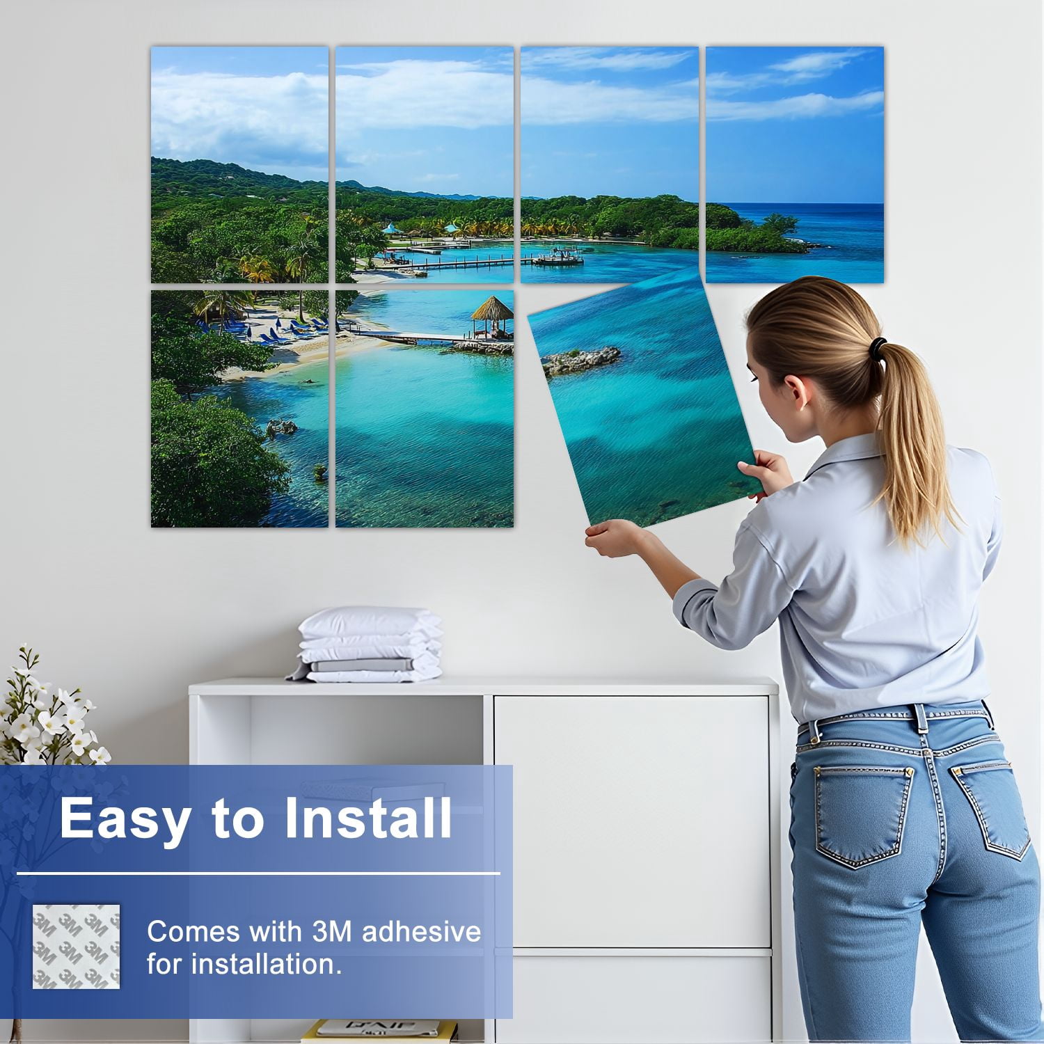 8 Pack Art Acoustic Panels Sound Absorbing Roatan Honduras Decorative Soundproof Wall Panels Self Adhesive for Nursery Game Room Bedroom 48"x32"