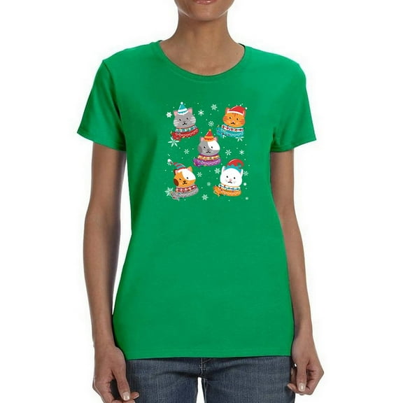 Christmas Kittens T-Shirt Women -Smartprints Designs, Female 4X-Large