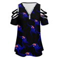 thumbnail image 4 of Australian Kangaroo Flag Blue Womens Summer V Neck Zipper Top Short Sleeve T Shirt Off Shoulder Top Casual Classy Loose Shirts, 4 of 7