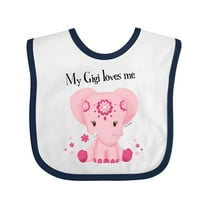 Inktastic Aditi My Gigi Loves Me Pink Elephant Beautiful Girls Baby Bib