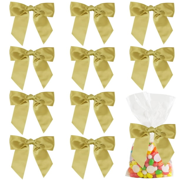 Lazos decorativos AIMUDI, satén dorado, 11,5 cm, con lazos giratorios, 36 unidades
