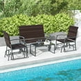 thumbnail image 2 of GVN Backyard Furniture Sets,Outdoor Furniture Sets,4 Piece Patio Gliding Set Wicker Swing Glider Furniture Set All Weather witrh Tempered Glass Coffee Table-Brown, 2 of 13