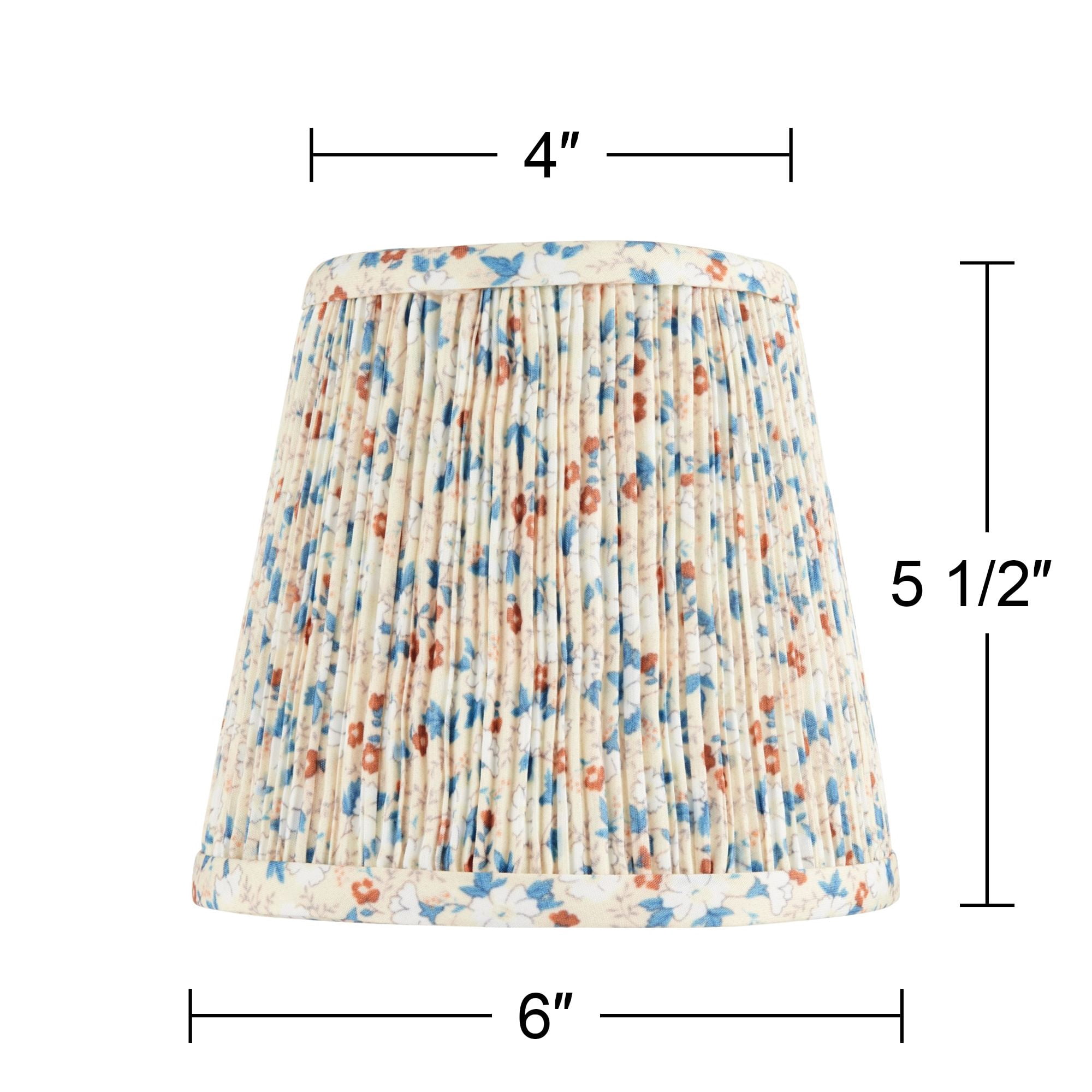 Springcrest 4" Top x 6" Bottom x 5 1/2" High x Print Lamp Shade Replacement Small Blue Red Leaf Shirred Pleated Clip On Candelabra